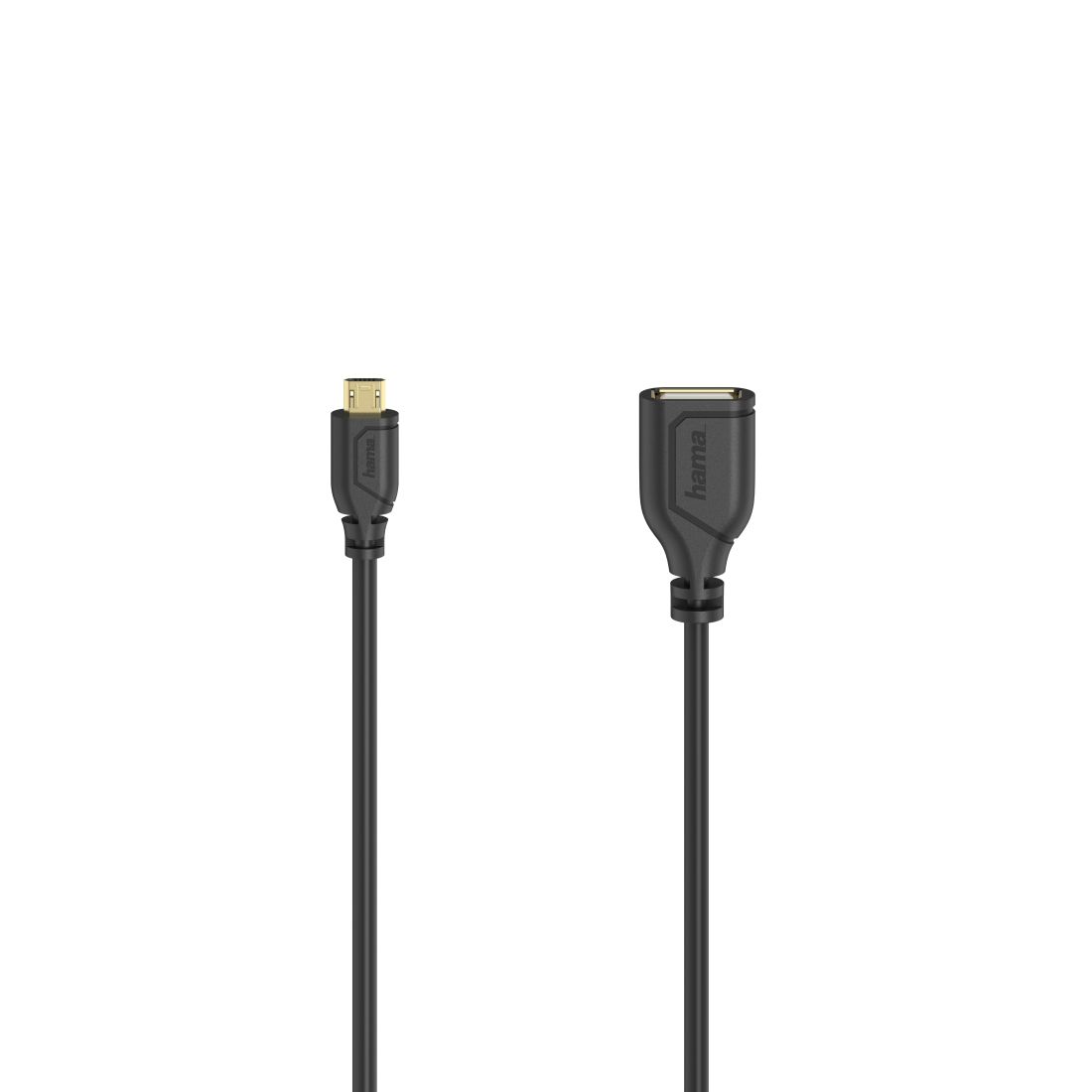 Hama 0,48 Gbit/s Stecker Micro-USB A auf USB A Buchse 0,15 m 200613 Flexi-Slim (Schwarz) 00200613