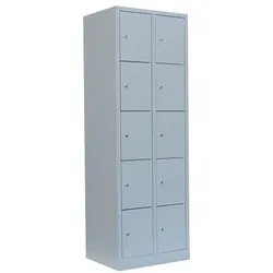 Lüllmann Schließfachschrank - 2 Abteile - 10 Fächer grau