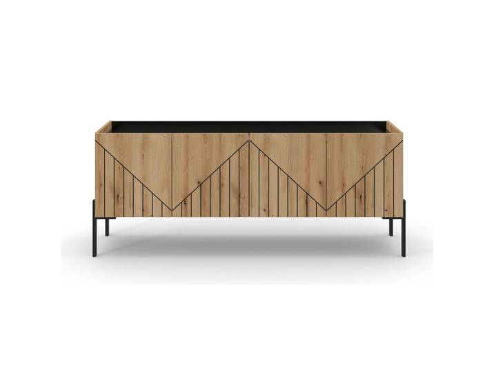 Livetastic Lowboard, Schwarz, Eiche dunkel, Metall, 2 Fächer, 155x62x40 cm, FSC Mix, Wohnzimmer, Wohnwände, Lowboards