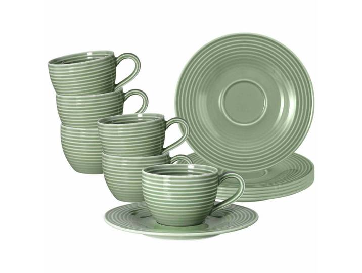 ESPRESSOTASSEN MIT UNTERTASSEN Beat Color Glaze Salbeigrün 100 ml 6er Set