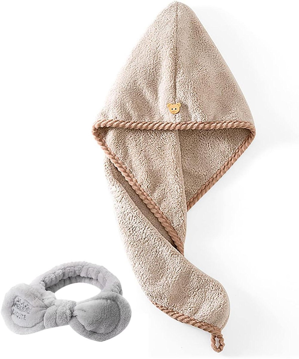 Microvezel Haarhanddoek Kaki - Super Absorberende Haarwikkel voor Volwassenen