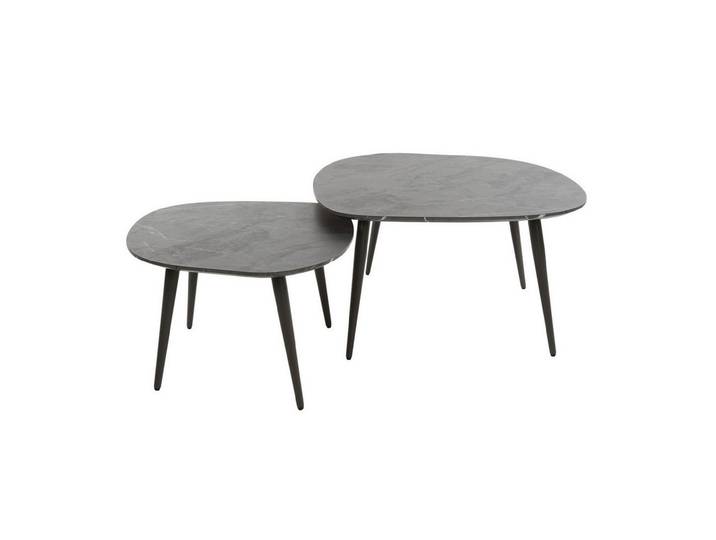 Feeling4Home Couchtisch 2er-Set Couchtisch Melamik in Keramik-Optik, Viereckig (2er-Set), Minimalistisches Gestell mit einer marmorierter Keramikoptik