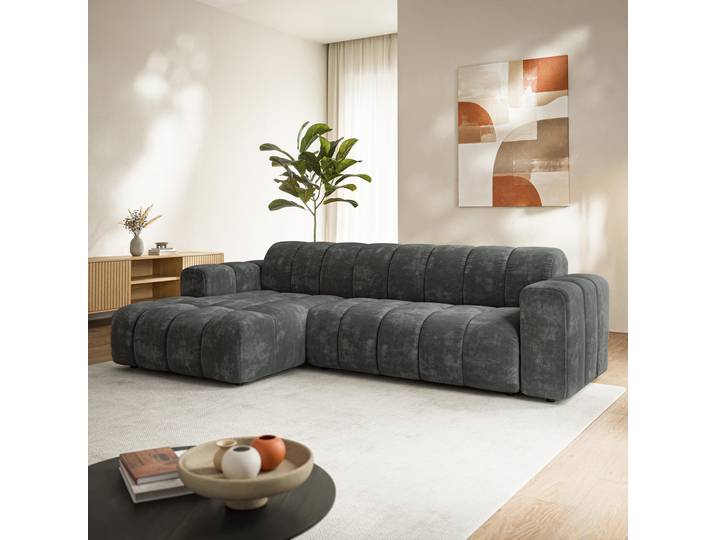 Masseno Ecksofa SETIA, Sofa L-Form, Moderne Eckcouch für Wohnzimmer - Grau, LUMO 75