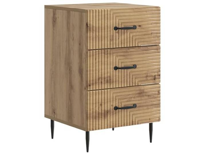 Fisinber Nachttisch Holzwerkstoff Artisan-Eiche 3 Schubladen 43x41x66,5 cm Kompakter Beistelltisch fürs Schlafzimmer mit reichlich Stauraum für Buch, Brille und persönliche Dinge.