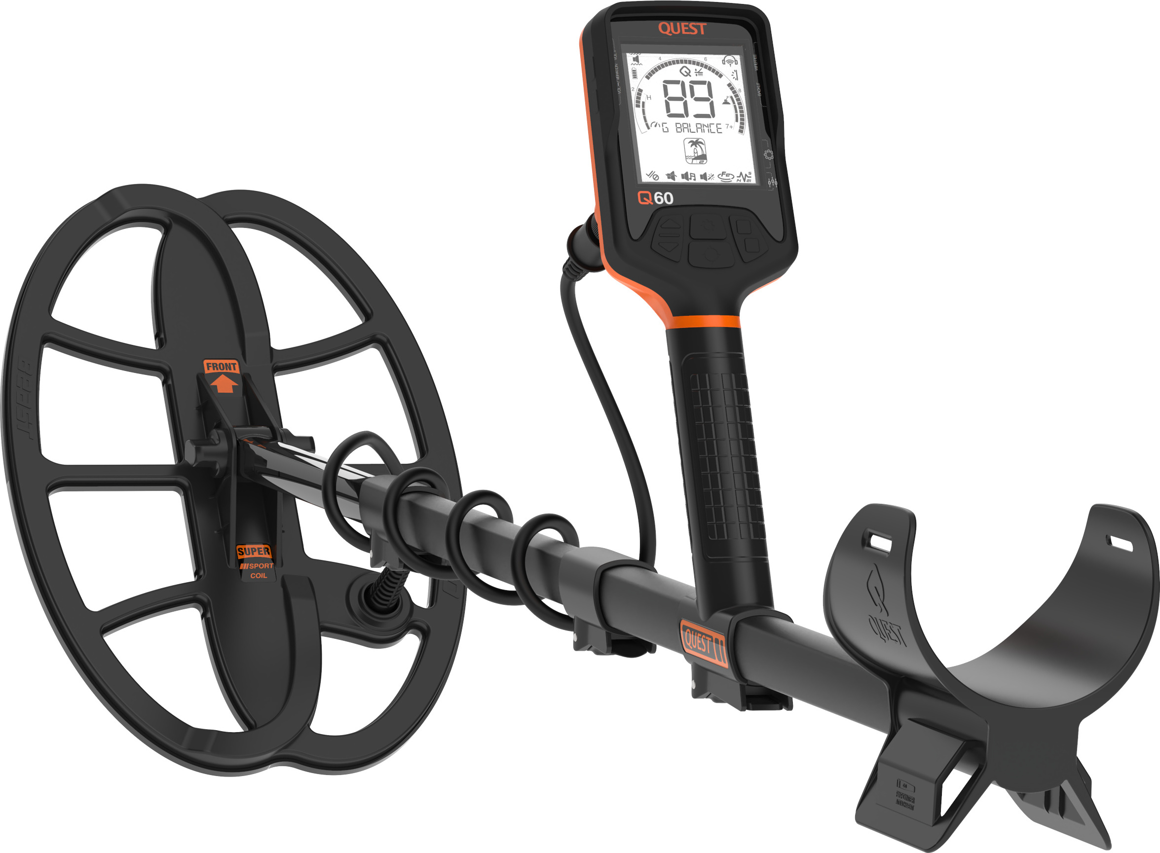 Quest Q60 Metalldetektor Multifrequenz wasserdicht 5m 33x23cm Suchspule inkl. Drahtlos-Kopfhörer