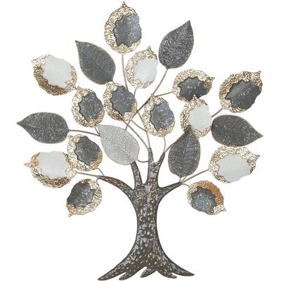 Wanddekoobjekt CASABLANCA BY GILDE "Wandrelief, Baum, "Big Tree", Metall, grau", grau, B:93cm H:104cm T:5cm, Metall, Wanddekoobjekte, Wandrelief Big Tree Baum Naturmotiv Wanddeko Wohnzimmer