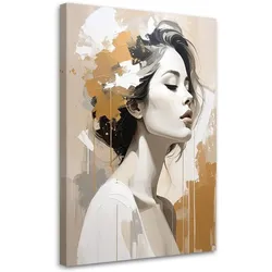 WANDBILD, Subtiles Frauenporträt in Beige und Grau