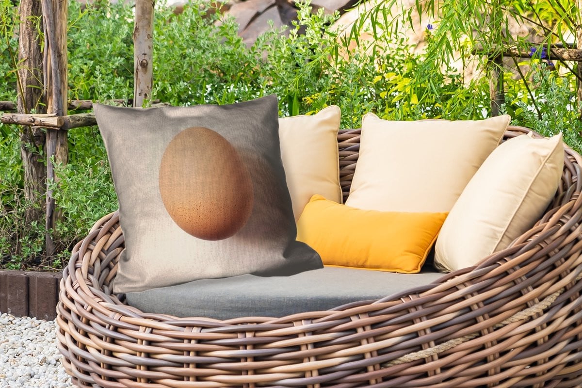 PillowMonkey Weerbestendig Sierkussen Buiten - Ei - Beige - Ovaal - 60 x 60 cm