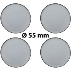 4 x Ø 55 mm Polymere Aufkleber / Silber-Optik / Nabenkappen, Felgendeckel