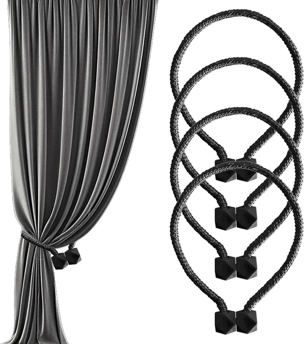 Magnetische Gordijnhouders Zwart - 4 stuks