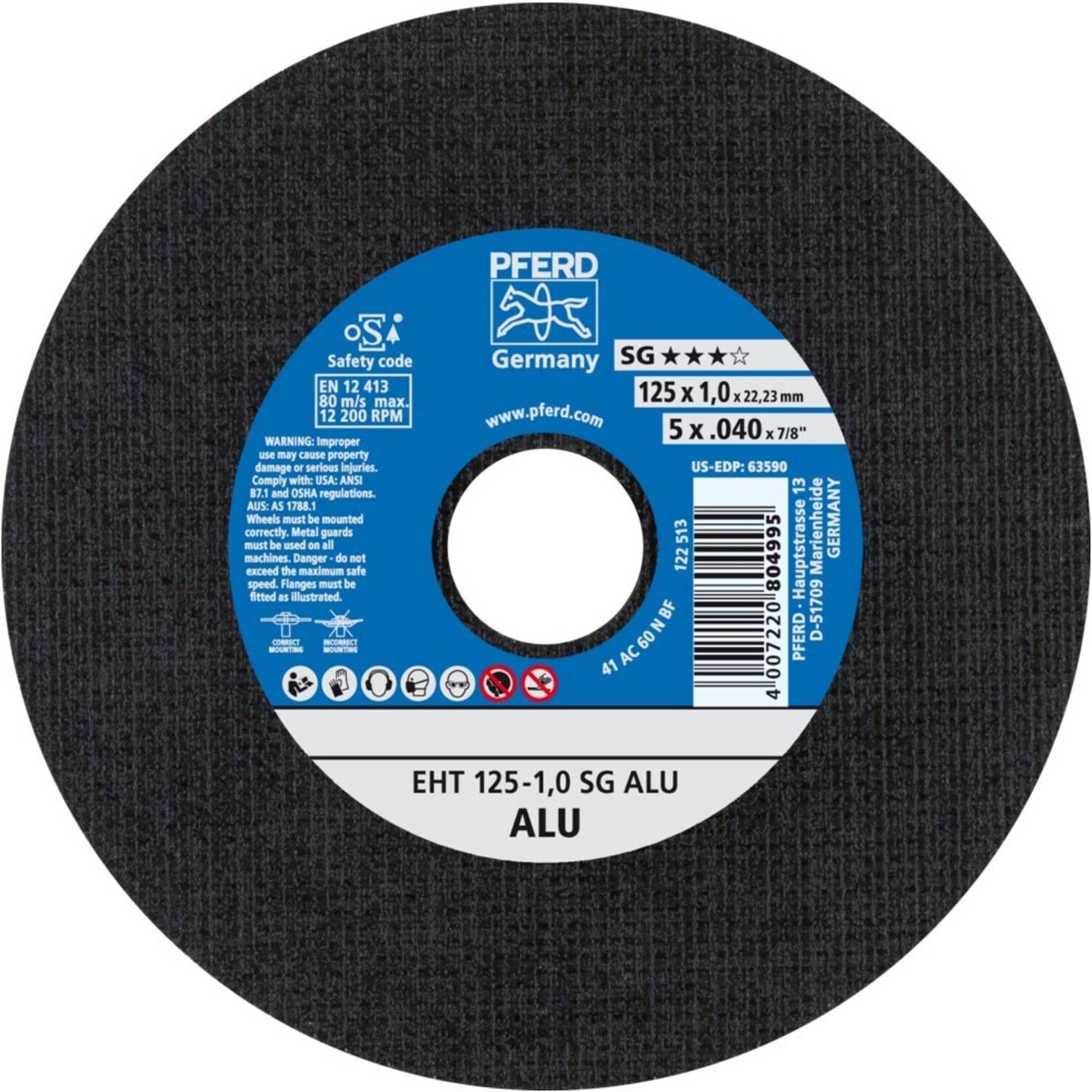 Pferd Trennscheibe gerade für Aluminium A30NSG 125x1mm (61341115)