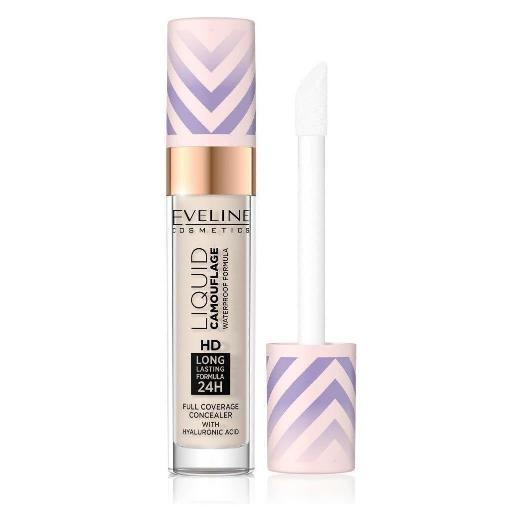 Eveline Liquid Camouflage Hd Waterproof Concealer With Hyaluronic Acid 01 Light Porcelain 7.5Ml (Light Porcelain) (5903416038146)