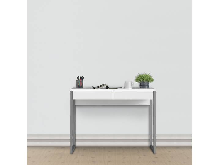 Schreibtisch HOME AFFAIRE Function Plus , grau (weiß, grau), B:101,6cm H:72,6cm T:40cm, Tische, Schreibtisch, mit vielen Stauraummöglichkeiten, zeitloses Design