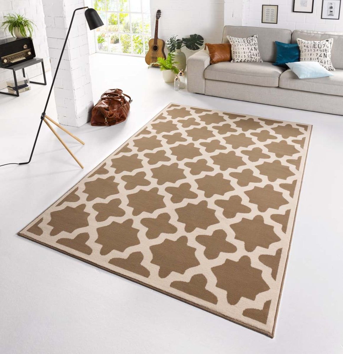 Zala Living laagpolig velours tapijt Noble taupe crème 140 x 200 cm