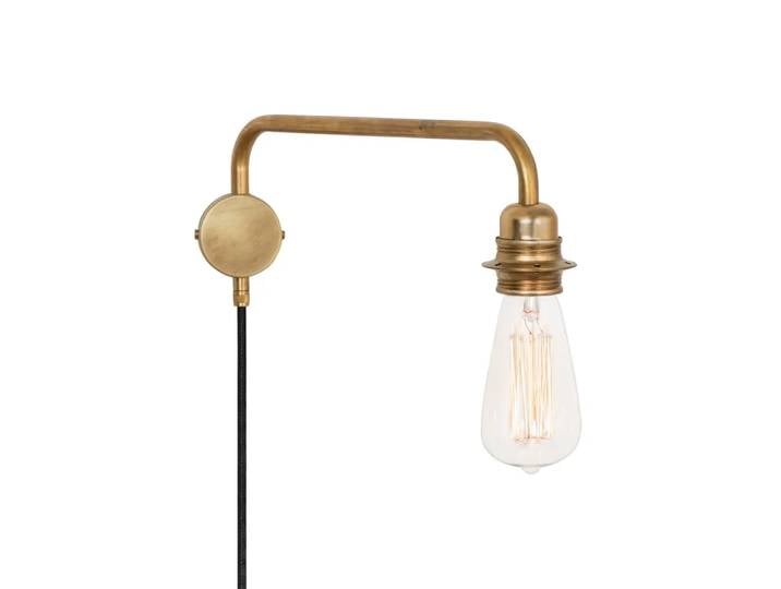 Konsthantverk Edison Wandleuchte Arm unten Messing roh