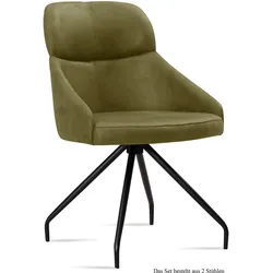 ESSZIMMERSTUHL (2er-Set) Dionne 52x82x63 Schwarz/Olivgrün