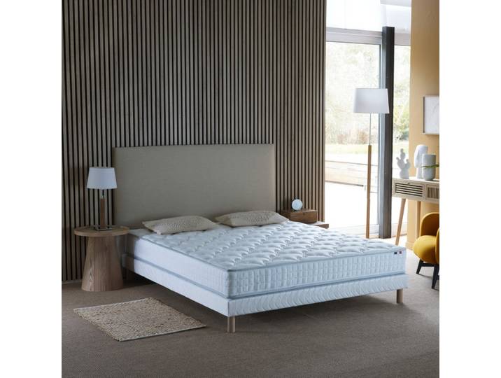 Pack matelas ressorts sommier couette oreillers 160x200 blanc