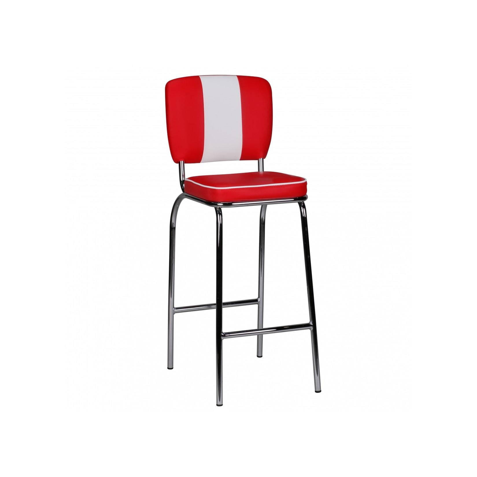 KADIMA DESIGN American Retro Barstuhl: Kunstleder, Chromfuß, 110 kg Belastbarkeit, verschiedene Farben