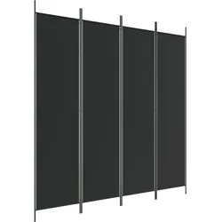 vidaXL 4-tlg. Paravent Schwarz 200x200 cm Stoff