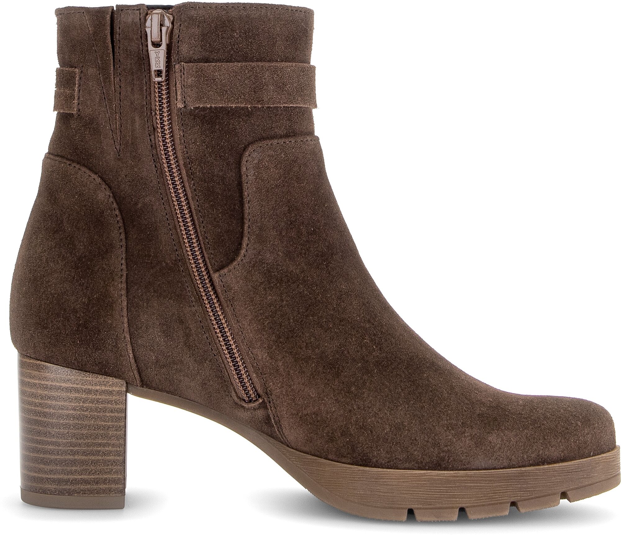 Stiefelette GABOR, Damen, Gr. 37,5, Textil, braun (cacao), Veloursleder, unifarben, Schuhe Stiefelette, Blockabsatz, Ankleboots mit modischer Zierschnalle