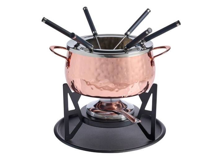 Homeware Profession. Fondueset, Schwarz, Edelstahlfarben, Kupferfarben, Metall, 11-teilig, Lfgb, leichte Reinigung, Freizeit & Co, Herbstartikel & Winterartikel