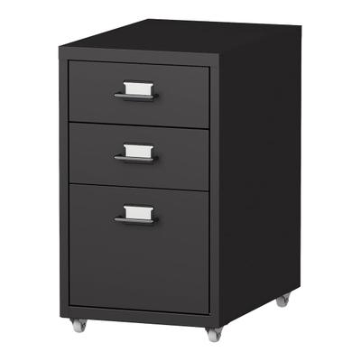 Helloshop26 - Bürocontainer mit Rollen für Dokumente Akten und Büromaterial Stahl 48 x 28 x 41 cm mattschwarz 03_0006333