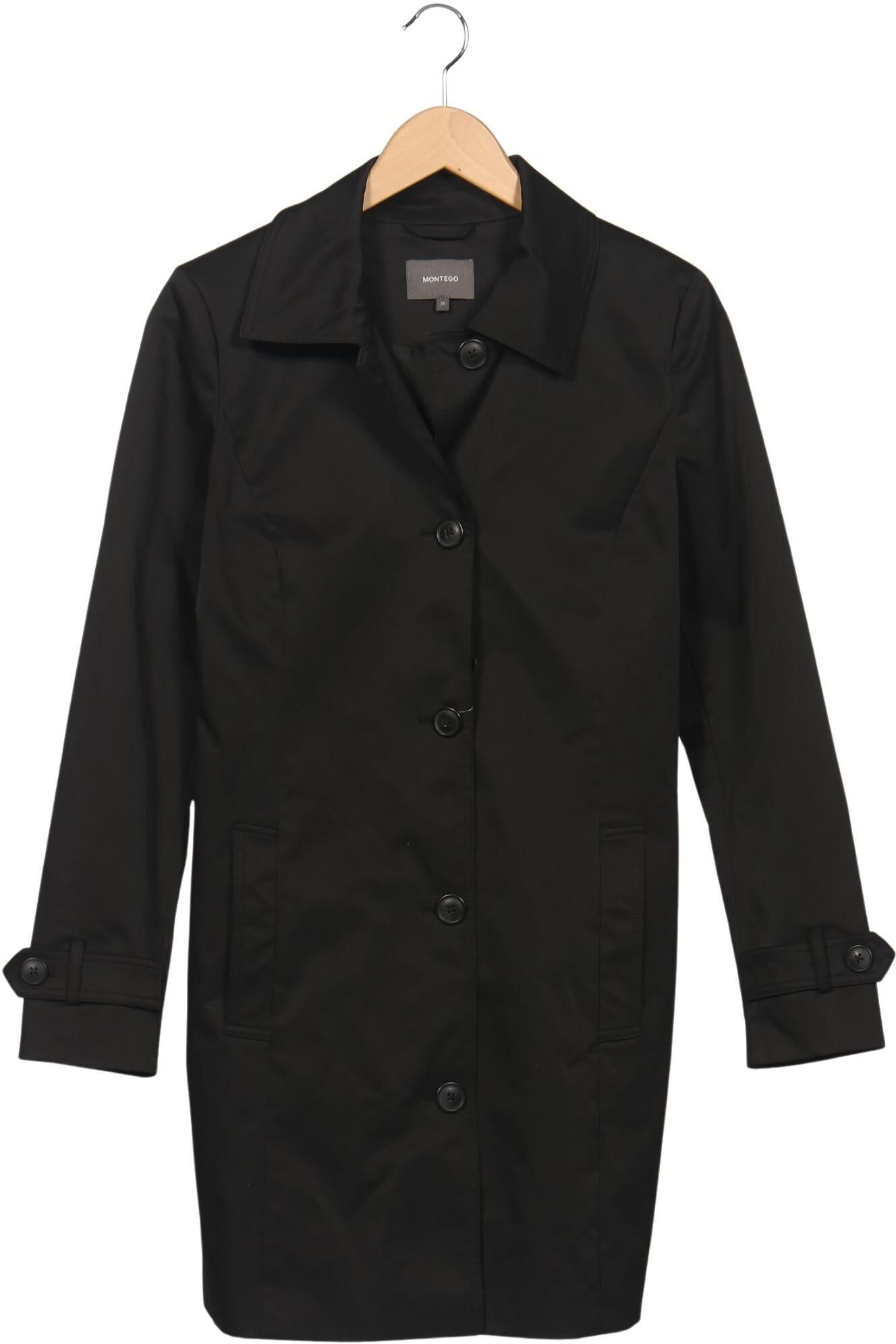Montego Damen Mantel, Schwarz, Gr. EU 38, Synthetik - Second Hand
