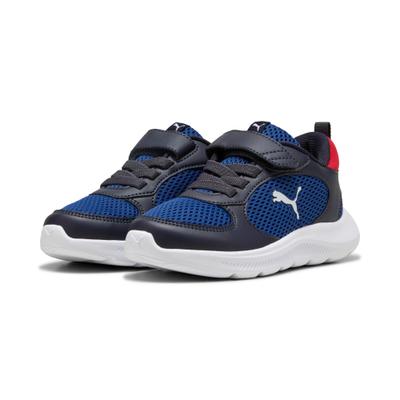 Sneaker PUMA "FUN RACER 2 AC PS", Mädchen, Gr. 30, Textil, blau (new navy, puma weiß, clyde royal), Synthetik, Schuhe Sneaker, mit Kombiverschluss mit Klettverschluss, mit SOFTFOAM+ Dämpfung