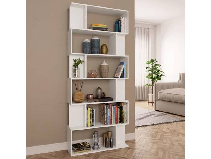 Bibliothèque séparatrice de pièce coloris blanc en bois d'ingénierie rangement ouvert