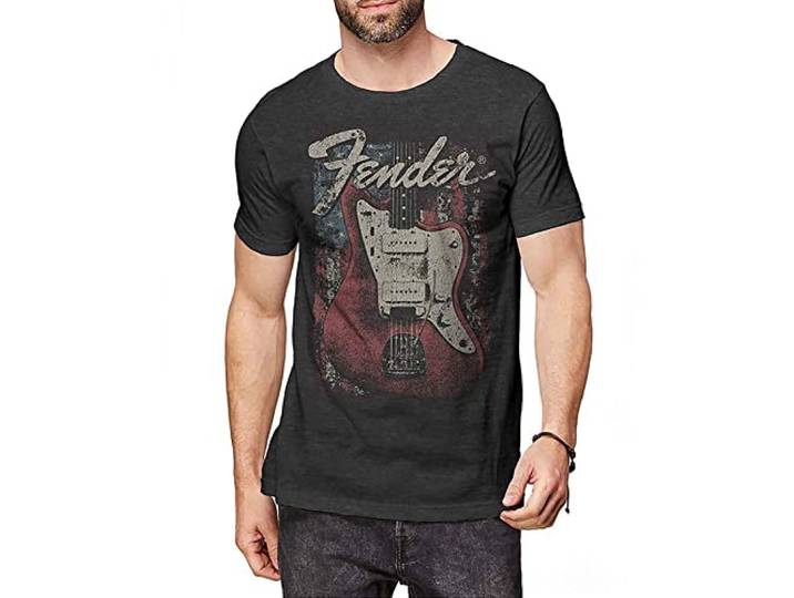 T-Shirt # Xl Unisex Black # Distressed Guitar