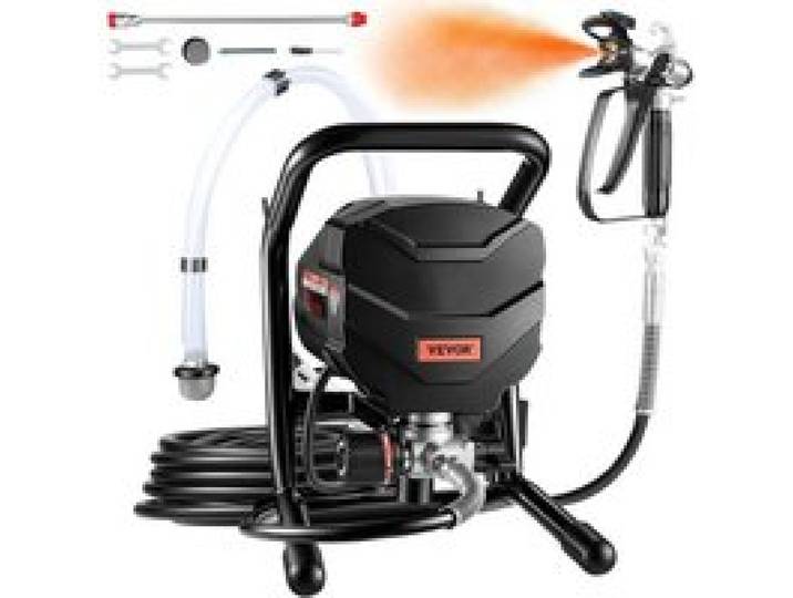VEVOR Airless-Farbspritzgerät mit Ständer 650 W hocheffizientes Airless Spritzgerät 3000 PSI elektrische Farbspritzmaschine, Verlängerungsstange und Reinigungssets für Außenmöbel Zäune
