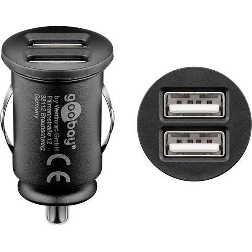 Goobay KFZ Ladeadapter Dual (schwarz, max. 12W/2,4A 12/24V)