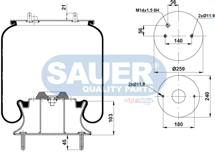 Sauer Quality Parts Federbalg, Luftfederung S2290301300