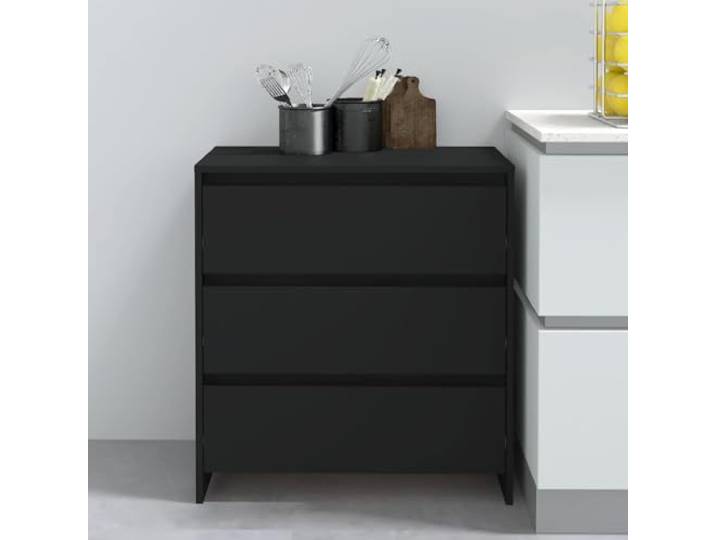 HEFZGDB Minimalistisches Sideboard mit Schubladen und Stauraum für Utensilien, Schlichtes Sideboard für Zuhause mit 3 Schubladen und robuster Tischplatte aus Holzwerkstoff in Schwarz