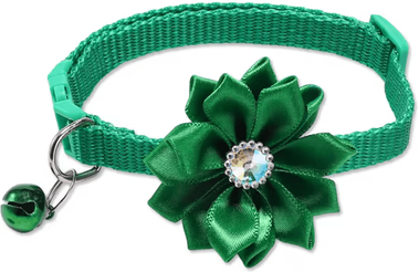 Inspire Curations BlossomBell Floral Bow Pet Collar green