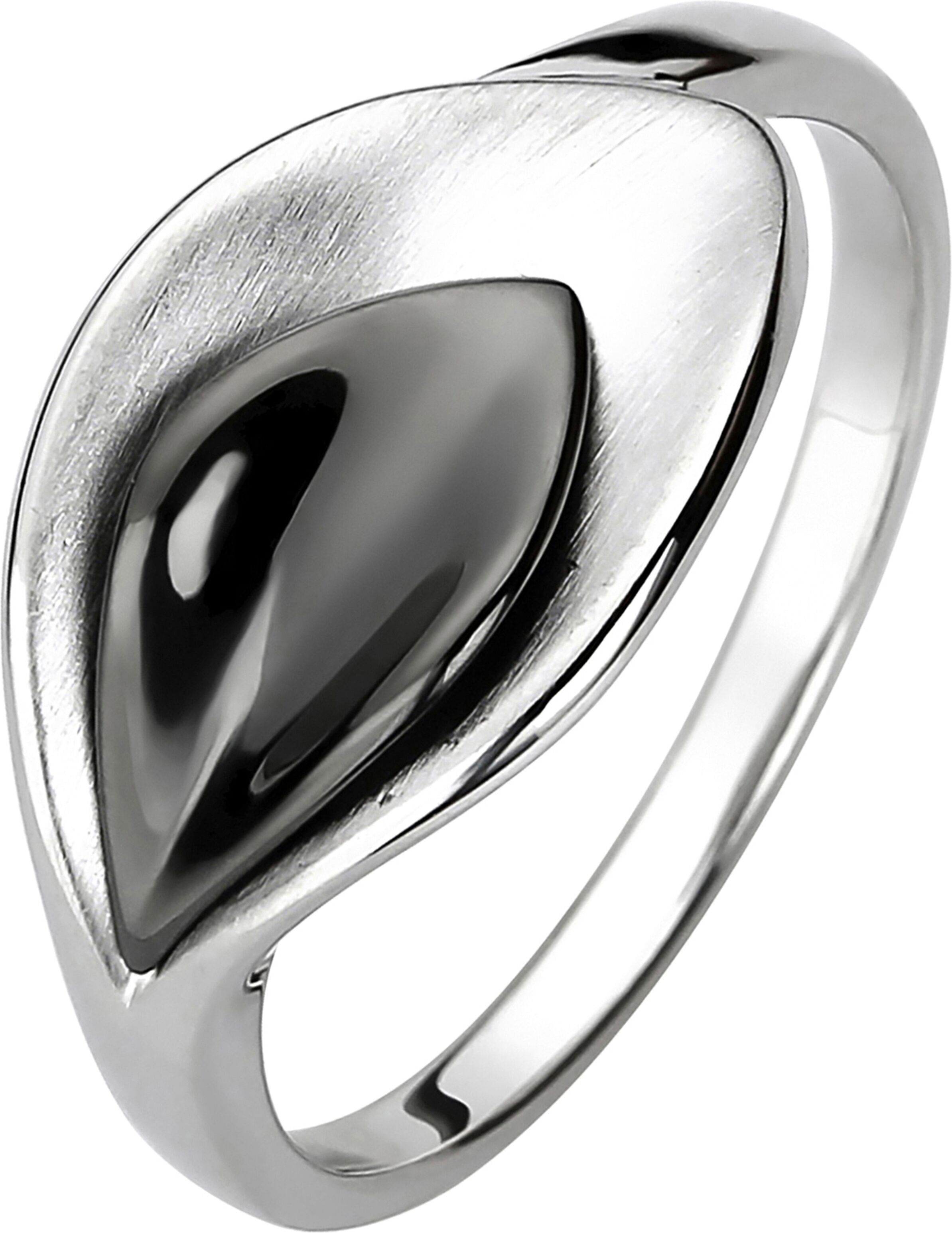 Fingerring JOBO Gr. 50, schwarz, Fingerringe, Damen, 50, Silber 925 (Sterlingsilber), Fingerring, 925 Silber schwarz teilrhodiniert