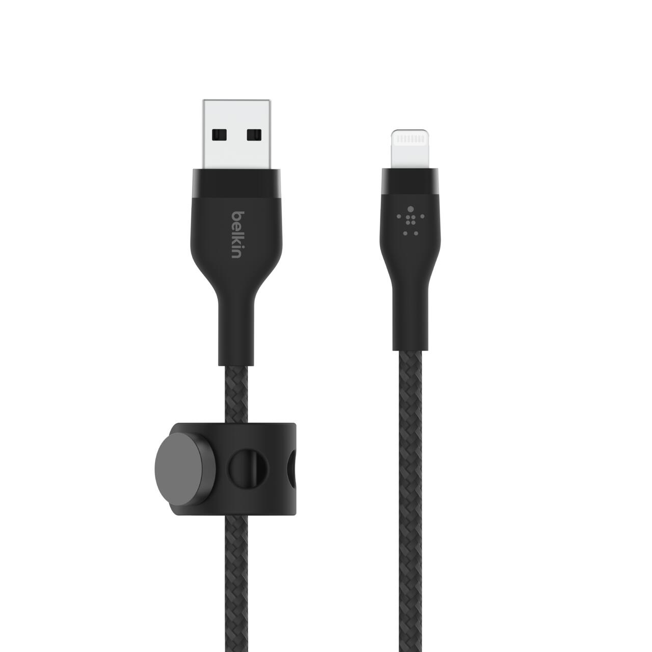 Belkin BoostCharge Pro Flex USB-A Kabel mit Lightning Connector (3 m, schwarz) CAA010BT3MBK
