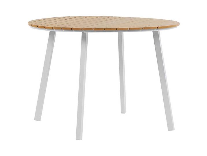 GARTENTISCH Aluminium heller Holzfarbton/weiß 105 cm Cavoli