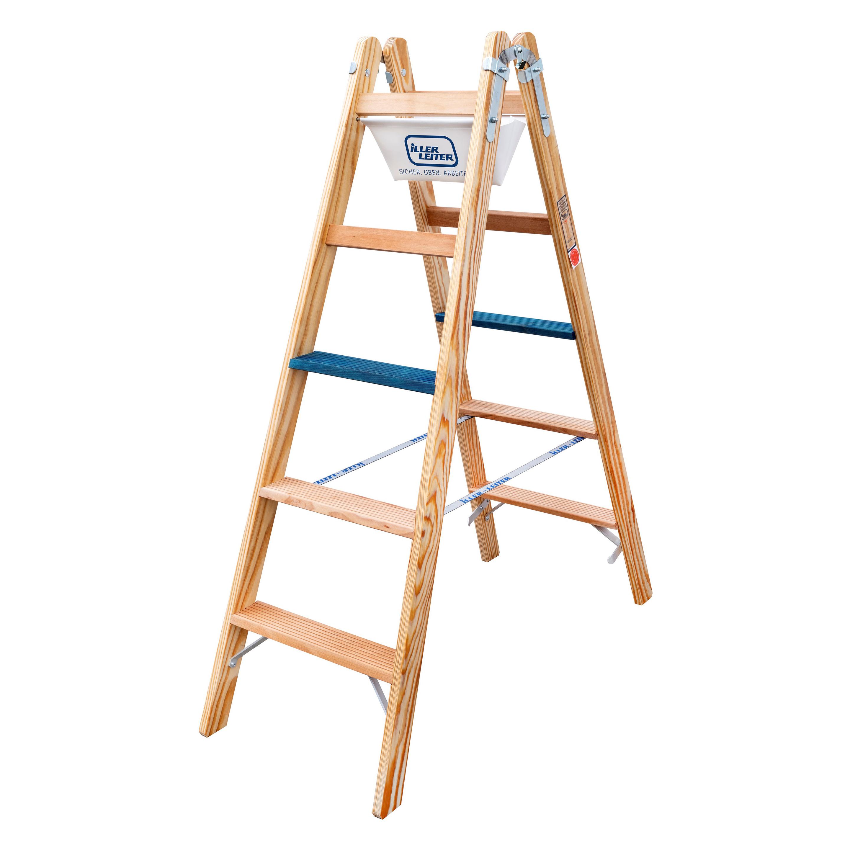 Iller 2104-7 Holz Stufen Stehleiter ERGO Plus 2x4 (Stehleiter, 125 cm) (2104-7)