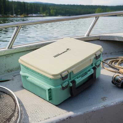 Wakeman Outdoors Fishing Tackle Box Organizer 2 Layer Heavy Duty Storage Box, Green
