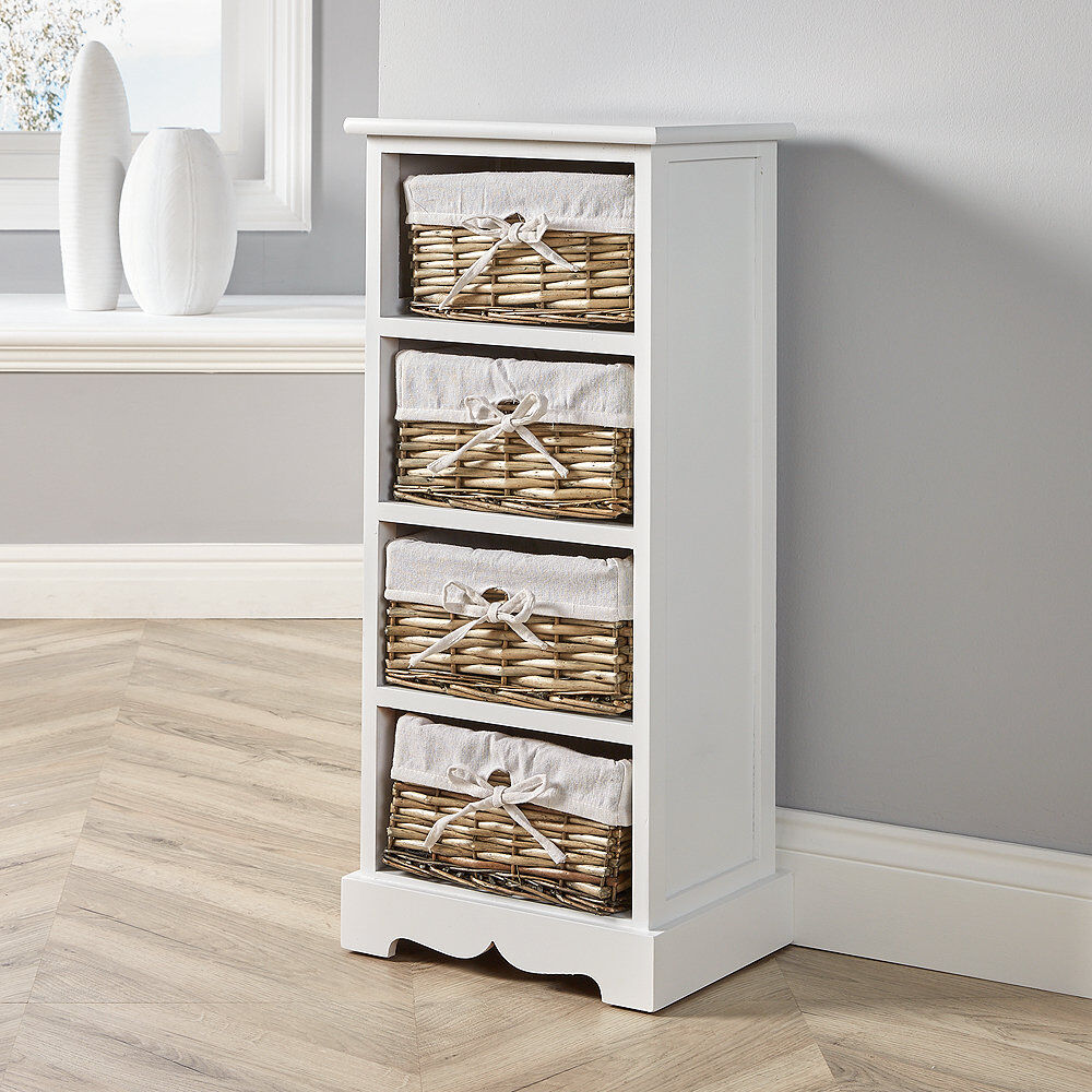 August Grove Casey Fully Assembled 4 Basket Drawer Chest White 76cm H X 33cm W X 26cm D
