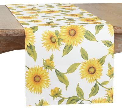 Saro Lifestyle Table Runner With Sunflower Design