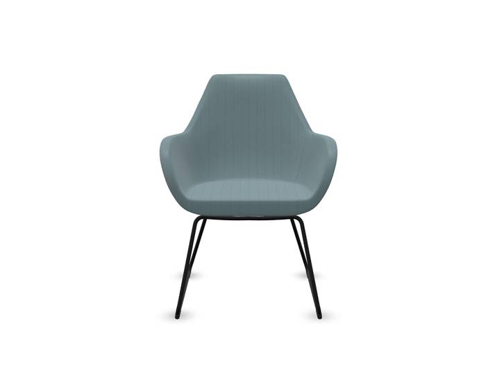 4-Fuss Stühle Profim Fan 10V Hellblau/Schwarz mit Fixarmlehnen, Neu – Perfekt für Büro und Empfang