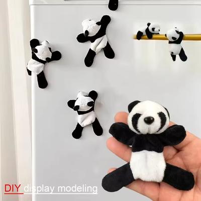 Uplifted Finds Miniature Plush Panda Figurine   Cute Cartoon Animal Ornament For Office Desk & Shelf Decor 3 Pcs