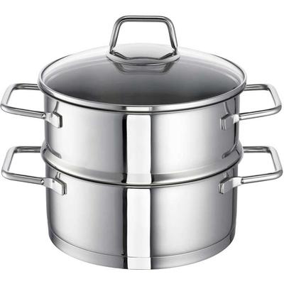 Dampfgartopf SCHULTE-UFER "Wega", silber (silberfarben), Ø:16cm, Töpfe, Dampfkochtopf, Induktion
