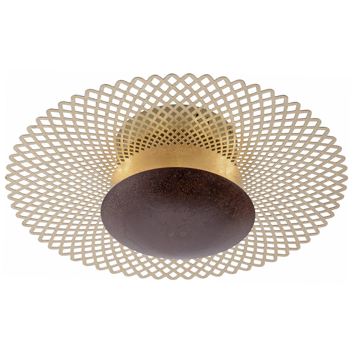 home24 LED-plafondlamp IV modern goud/bruin Ø 45 cm