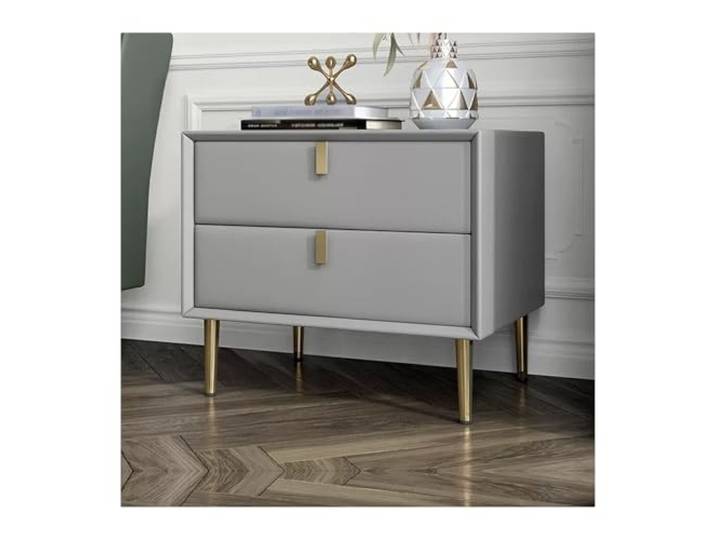 xiuling4568 Nachttisch aus Kunstleder, Tischende for Schlafzimmer-Wohnzimmermöbel (grau)(Grey,L50xD40xH48cm)