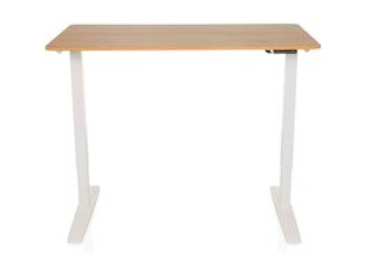 HJH OFFICE Bureau assise-debout électrique réglable en hauteur STAND BASIC (Blanc/chêne)