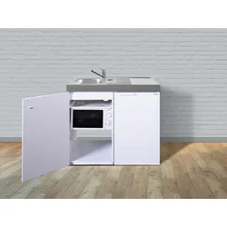 Stengel Küchen Kitchenline MKM 100 weiß - ohne Kochfeld rechts Becken links