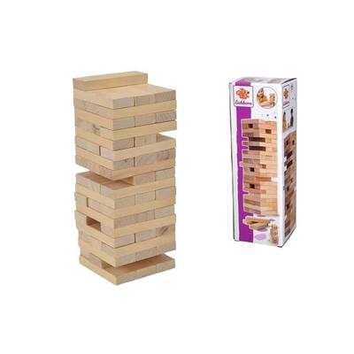 Eichhorn 100002466 - Stapelspiel, Wackelturm, Geschicklichkeitsspiel für die ganze Familie, Balance Tower gefertigt aus unbehandelten Holz, 54-teilig
